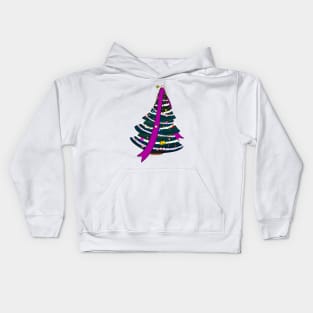 Xmas tree with cute Peppermint candy Kids Hoodie